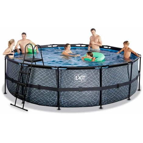EXIT TOYS EXIT Stone Zwembad ø488x122cm Met Zandfilterpomp - Grijs 4 EXIT TOYS EXIT Stone Zwembad ø488x122cm Met Zandfilterpomp - Grijs – Image 2