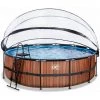 EXIT TOYS EXIT Wood Zwembad ø488x122cm Met Overkapping En Zandfilterpomp - Bruin -Piscine Soldes Boutique 64076623 1