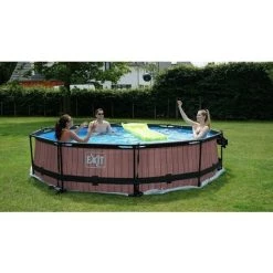 EXIT TOYS EXIT Wood Zwembad ø360x76cm Met Filterpomp - Bruin
