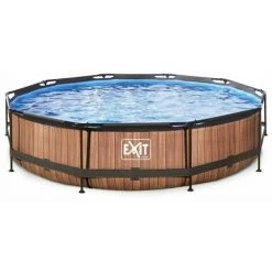 EXIT TOYS EXIT Wood Zwembad ø360x76cm Met Filterpomp - Bruin -Piscine Soldes Boutique 64076639 3