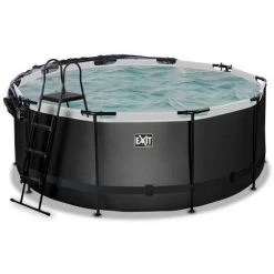 EXIT TOYS EXIT Black Leather Zwembad ø360x122cm Met Overkapping En Zandfilter- En Warmtepomp - Zwart