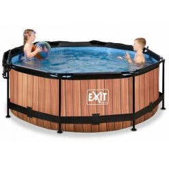 EXIT TOYS EXIT Wood Zwembad ø244x76cm Met Schaduwdoek En Filterpomp - Bruin -Piscine Soldes Boutique 64076650 3