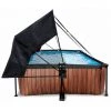 EXIT TOYS Piscine EXIT Wood 220x150x65cm Avec Voile D'ombrage Et Pompe Filtrante - Marron -Piscine Soldes Boutique 64076657 1