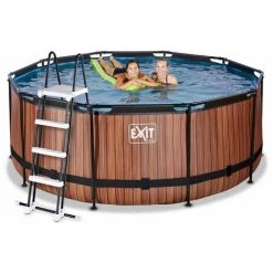 EXIT TOYS EXIT Wood Zwembad ø360x122cm Met Zandfilterpomp - Bruin -Piscine Soldes Boutique 64076671 2