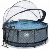 EXIT TOYS EXIT Stone Zwembad ø360x122cm Met Overkapping En Zandfilterpomp - Grijs