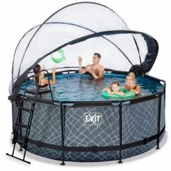 EXIT TOYS EXIT Stone Zwembad ø360x122cm Met Overkapping En Zandfilterpomp - Grijs -Piscine Soldes Boutique 64076674 3