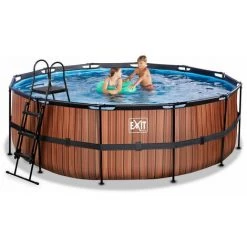EXIT TOYS EXIT Wood Zwembad ø427x122cm Met Filterpomp - Bruin -Piscine Soldes Boutique 64076711 2