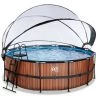 EXIT TOYS EXIT Wood Zwembad ø427x122cm Met Overkapping En Zandfilter- En Warmtepomp - Bruin