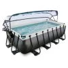 EXIT TOYS EXIT Black Leather Zwembad 400x200x100cm Met Zandfilterpomp En Overkapping En Warmtepomp - Zwart