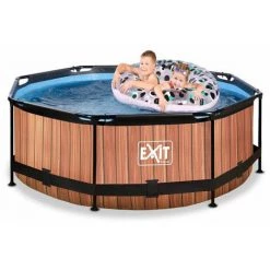 EXIT TOYS EXIT Wood Zwembad ø244x76cm Met Filterpomp - Bruin -Piscine Soldes Boutique 64076716 2