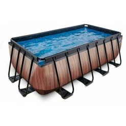 EXIT TOYS Piscine EXIT Wood 400x200x122cm Avec Pompe Filtrante à Sable - Marron