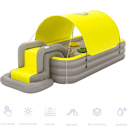 TANCYCO Auto Inflation Piscine Résistant Au Soleil Gonflable Flotteur Radeau Auvent Amovible Pour La Fête Extérieure De L'eau Dans La Cour (Jaune, 2,1 Mètres) 7 TANCYCO Auto Inflation Piscine Résistant Au Soleil Gonflable Flotteur Radeau Auvent Amovible Pour La Fête Extérieure De L'eau Dans La Cour (Jaune, 2,1 Mètres) – Image 5