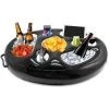 ENLENK Porte Boisson Gonflable, 8 Trous Bar De Piscine Flottant, Porte Gobelet De Boissons Salade De Fruits Buffet Piscine Accessoires Adultes Pour Piscine Beach Party Fun (Black)