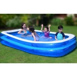 BEICHEN Piscine De Jeux-Piscine Gonflable-Pataugeoire 262x175x50CM Pour 1-5 Personnes Jardin Bleu Et Blanc -Piscine Soldes Boutique 64667989 4