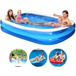 BEICHEN Piscine De Jeux-Piscine Gonflable-Pataugeoire 262x175x50CM Pour 1-5 Personnes Jardin Bleu Et Blanc -Piscine Soldes Boutique 64667989 5