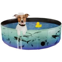 BENOBBY KIDS Pecute Piscine Pour Chien | Baignoire Chien Pliable | Tissus Non Toxique, Piscine Enfant | Pour Jardin, Patio Ou Salle De Bain, Plus Robuste | Nouvelle Version - Résistant à L'usure,80*30cm，motif De Requin