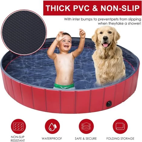 BENOBBY KIDS Pecute Piscine Pour Chien | Baignoire Chien Pliable | Tissus Non Toxique, Piscine Enfant | Pour Jardin, Patio Ou Salle De Bain, Plus Robuste | Nouvelle Version - Résistant à L'usure,160*30cm,rouge 4 BENOBBY KIDS Pecute Piscine Pour Chien | Baignoire Chien Pliable | Tissus Non Toxique, Piscine Enfant | Pour Jardin, Patio Ou Salle De Bain, Plus Robuste | Nouvelle Version - Résistant à L'usure,160*30cm,rouge – Image 2