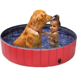 BENOBBY KIDS Pecute Piscine Pour Chien | Baignoire Chien Pliable | Tissus Non Toxique, Piscine Enfant | Pour Jardin, Patio Ou Salle De Bain, Plus Robuste | Nouvelle Version - Résistant à L'usure,80*30cm，rouge