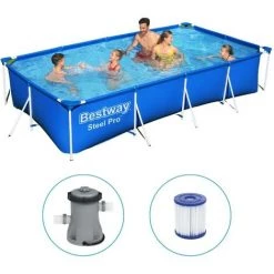 Piscine Tubulaire Bestway Rectangulaire 400x211x81 Cm - Avec Pompe De Filtration