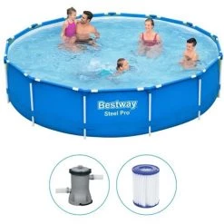 Piscine Tubulaire Bestway Ronde 396x84 Cm - Avec Pompe De Filtration