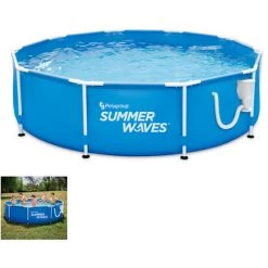EDG By AQUALUX INTERNATIONAL Kit Piscine Hors Sol - Tubulaire - Ronde - 366 X 76 Cm - Avec Filtration - Bleu