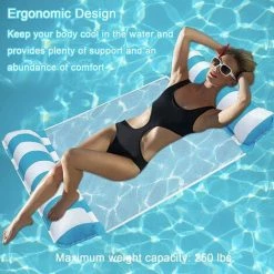 BENOBBY KIDS Hamac Flottant, Hamac à Eau 4 En 1 Chaise Longue Flottante Tapis De Hamac Flottant Piscine Chaise Longue Tapis Piscine Adultes Lit D'eau Flottant (Bleu) -Piscine Soldes Boutique 65371804 5
