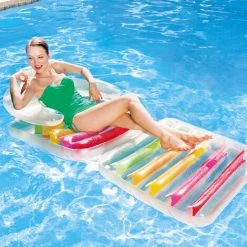 BENOBBY KIDS Chaise Longue Gonflable Pliante Haute Couture 201x89 Cm Trois Chambres à Air Et Soupapes De Sécurité Pour Un Gonflage Rapide Et Facile Avec Patch Inclus -Piscine Soldes Boutique 65372313 3