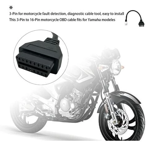 BENOBBY KIDS Câble De Scanner De Moto OBD2 Connecteur De Câble Scanner 3 Broches Adaptateur De Câble De Diagnostic à 16 Broches OBD2 Scanner De Code D'erreur Pour Moto X-Max N-Max MT-125 4 BENOBBY KIDS Câble De Scanner De Moto OBD2 Connecteur De Câble Scanner 3 Broches Adaptateur De Câble De Diagnostic à 16 Broches OBD2 Scanner De Code D'erreur Pour Moto X-Max N-Max MT-125 – Image 2