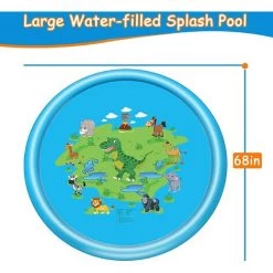 OSQI Piscine D'arrosage Pour Enfants, Tampons Anti-éclaboussures De Jeu D'eau Durables Pour Enfants De 68 Pouces, Piscine D'éclaboussures Remplie D'eau De Jardin D'été Pour Enfants Et Chiens -Piscine Soldes Boutique 65503698 2