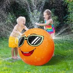 OSQI Jouets Gonflables Orange D'arroseur, Arroseur Extérieur De Jet D'eau, Arroseur Extérieur De Cour De Jouet De Jeu De L'eau De 80cm Pour La Cour D'été Et Le Jeu Extérieur