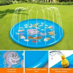 OSQI Tapis De Jeu Pour Tout-petits 170 Cm Gonflable En Plein Air Tapis De Jeu Piscine Arroseur Jouet Antidérapant été Cour Tapis De Jeu Bleu -Piscine Soldes Boutique 65504053 4