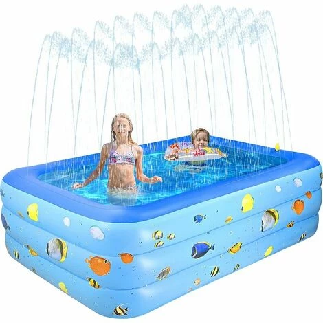 MERéTéET Piscine Gonflable Enfant, Rectangulaire 210*135*55cm, Pataugeoire Pour Jardin Et Extérieur, Autoportante Gonflable Famille 3 MERéTéET Piscine Gonflable Enfant, Rectangulaire 210*135*55cm, Pataugeoire Pour Jardin Et Extérieur, Autoportante Gonflable Famille