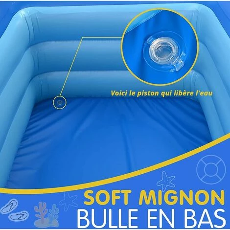 MERéTéET Piscine Gonflable Enfant, Rectangulaire 210*135*55cm, Pataugeoire Pour Jardin Et Extérieur, Autoportante Gonflable Famille 5 MERéTéET Piscine Gonflable Enfant, Rectangulaire 210*135*55cm, Pataugeoire Pour Jardin Et Extérieur, Autoportante Gonflable Famille – Image 3