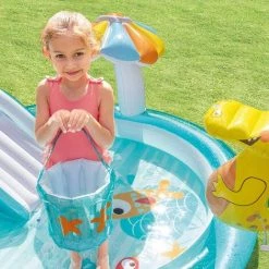 FVO Piscine Gonflable Pour Bébé , Pataugeoire, Piscine Gonflable En Plastique Pour Bébé Intérieure/extérieure, Fête D'été En Eau Sûre, 203cmX173cmX89cm -Piscine Soldes Boutique 66167859 4