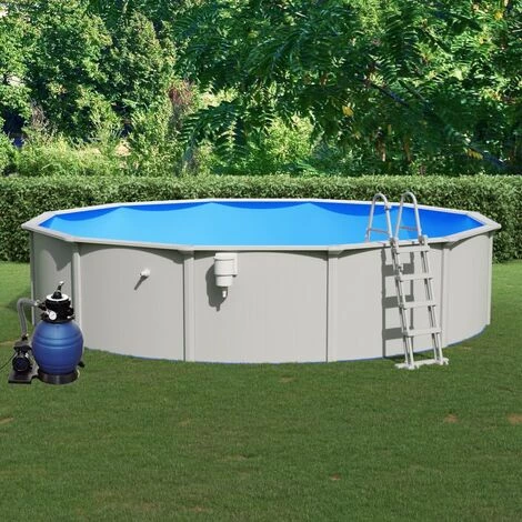 TRUE DEAL Piscine Avec Pompe Filtrante à Sable Et échelle 550x120 Cm 3 TRUE DEAL Piscine Avec Pompe Filtrante à Sable Et échelle 550x120 Cm
