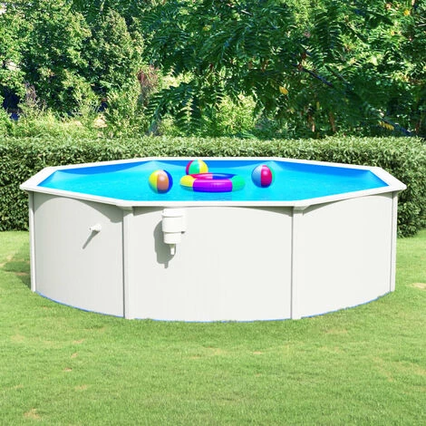 TRUE DEAL Piscine Ronde Avec Parois En Acier 460x120 Cm Blanc 3 TRUE DEAL Piscine Ronde Avec Parois En Acier 460x120 Cm Blanc