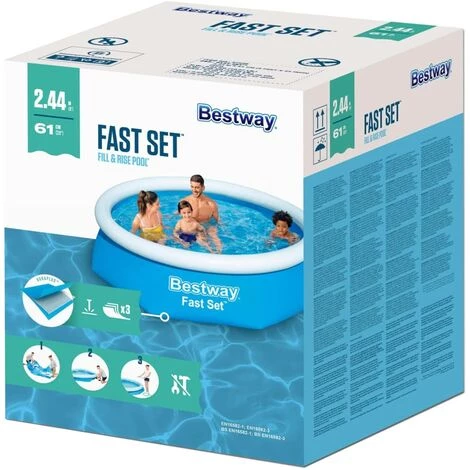TRUE DEAL Bestway Piscine Gonflable Ronde 244x66 Cm 57265 7 TRUE DEAL Bestway Piscine Gonflable Ronde 244x66 Cm 57265 – Image 5
