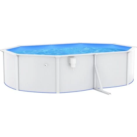 TRUE DEAL Piscine Ovale Avec Parois En Acier 490x360x120 Cm Blanc 5 TRUE DEAL Piscine Ovale Avec Parois En Acier 490x360x120 Cm Blanc – Image 3