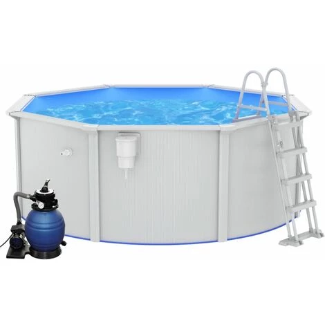 TRUE DEAL Piscine Avec Pompe Filtrante à Sable Et échelle 360x120 Cm 4 TRUE DEAL Piscine Avec Pompe Filtrante à Sable Et échelle 360x120 Cm – Image 2