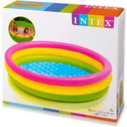 KARTOKNER Piscine Pour Bébés Piscine Fond Gonflable (Rouge + Jaune + Vert, 114*25cm) -Piscine Soldes Boutique 67453367 3