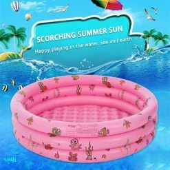 KARTOKNER Piscine Gonflable Enfant Ronde Baignoire Gonflable Pataugeoire Gonflable Enfant Piscinette Gonflable Bébé Piscine à Balles Pour Enfants Intérieur Et Exterieur (130*35cm, Rose) -Piscine Soldes Boutique 67454462 2