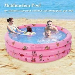 KARTOKNER Piscine Gonflable Enfant Ronde Baignoire Gonflable Pataugeoire Gonflable Enfant Piscinette Gonflable Bébé Piscine à Balles Pour Enfants Intérieur Et Exterieur (130*35cm, Rose) -Piscine Soldes Boutique 67454462 3