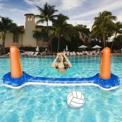 Cisea Ensemble De Volleyball Gonflable, Jeux Piscine Aire Enfant Exterieur Filet De Volleyball Et Panier De Basket Jeux D'adresse Flotant Avec Balles -Piscine Soldes Boutique 67563854 5
