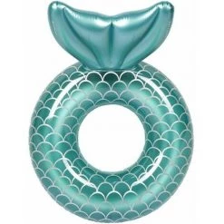 QERSTA Bouée Gonflable Sirène Pour Piscine Gonflable - Décoration Estivale Pour La Plage Et L'eau - Jouets Pour Enfants,90cm,1 Pièce,vert