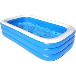 GRID COOL Piscine Gonflable, Piscine Gonflable Rectangulaire, Piscines Familiales De Grande Taille - Épaisseur 0,4 Mm - Pour Adultes Et Enfants - Intérieur Et Extérieur (300 X 180 X 56 Cm)