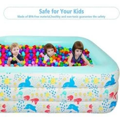 GRID COOL Piscine Gonflable, Piscine Rectangulaire Enfant Piscines Familiales De Grande Taille,Piscine Enfant Du Centre De Natation, Piscine Gonflable Adulte Piscine Autoportée Rectangulaire 210cm*140cm*60cm -Piscine Soldes Boutique 67917092 3