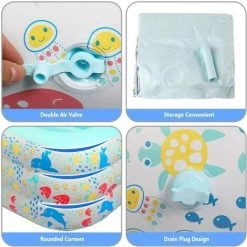 GRID COOL Piscine Gonflable, Piscine Rectangulaire Enfant Piscines Familiales De Grande Taille,Piscine Enfant Du Centre De Natation, Piscine Gonflable Adulte Piscine Autoportée Rectangulaire 210cm*140cm*60cm -Piscine Soldes Boutique 67917092 4