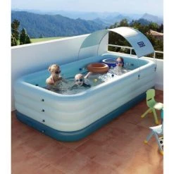 GRID COOL Piscine Gonflable Familiale, Grande Piscine Plus épaisse Avec Auvent Pour Enfants, Adultes, Tout-petits à Partir De 3 Ans, Piscines Gonflables Hors Sol, Jardin, Arrière-cour, Fête Aquatique Estivale(2.1M,4 Layer) -Piscine Soldes Boutique 68075827 2