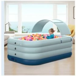Cisea Piscine Gonflable Familiale, Grande Piscine Plus épaisse Avec Auvent Pour Enfants, Adultes, Tout-petits à Partir De 3 Ans, Piscines Gonflables Hors Sol, Jardin, Arrière-cour, Fête Aquatique Estivale(2.1M,4 Layer) -Piscine Soldes Boutique 68077574 3