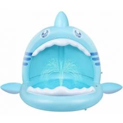 Cisea Piscine Enfant Piscine Pour Bébé, Piscine Shark Splash Pour Tout-petits Avec Auvent, Pataugeoire Gonflable Portable Pour Enfants Avec Arroseur D'eau, Centre De Jeu Aquatique Intérieur Et Extérieur Pour Enfants